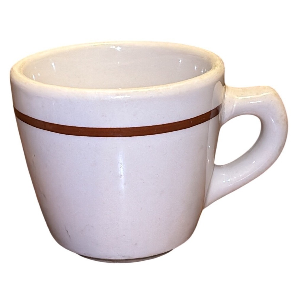 Sterling Vitrified China Desert‎ Tan Coffee Mugs Brown Band Diner Ware